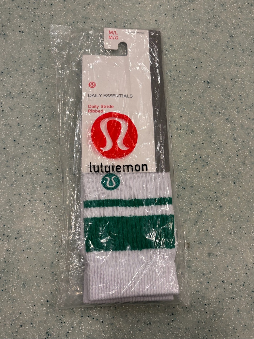 lululemon athletica Ribbed Crew Athletic Socks - White & Green